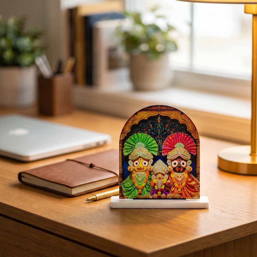 Jagannath Trinity Arch Standee – Devotional Table Frame