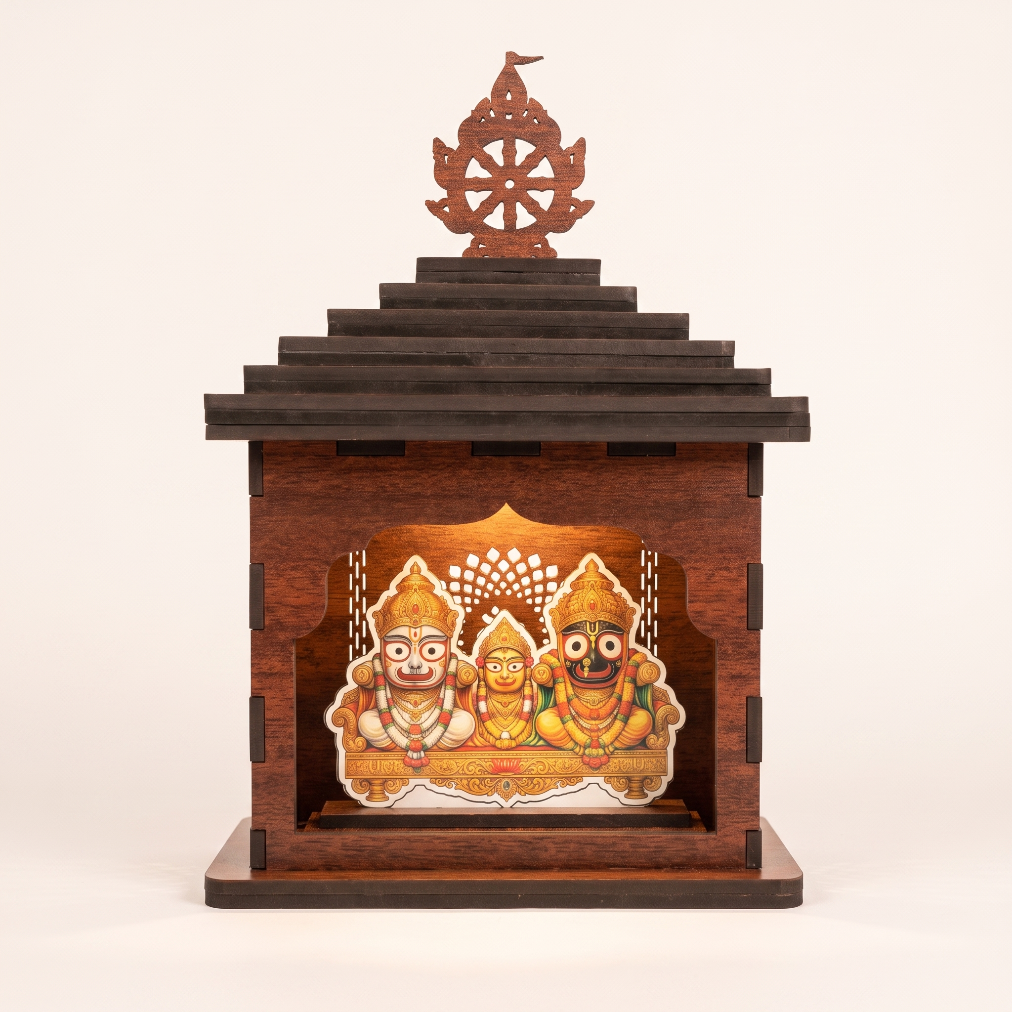 Shree Jagannath Mini Wooden Temple – Handcrafted Home Mandir