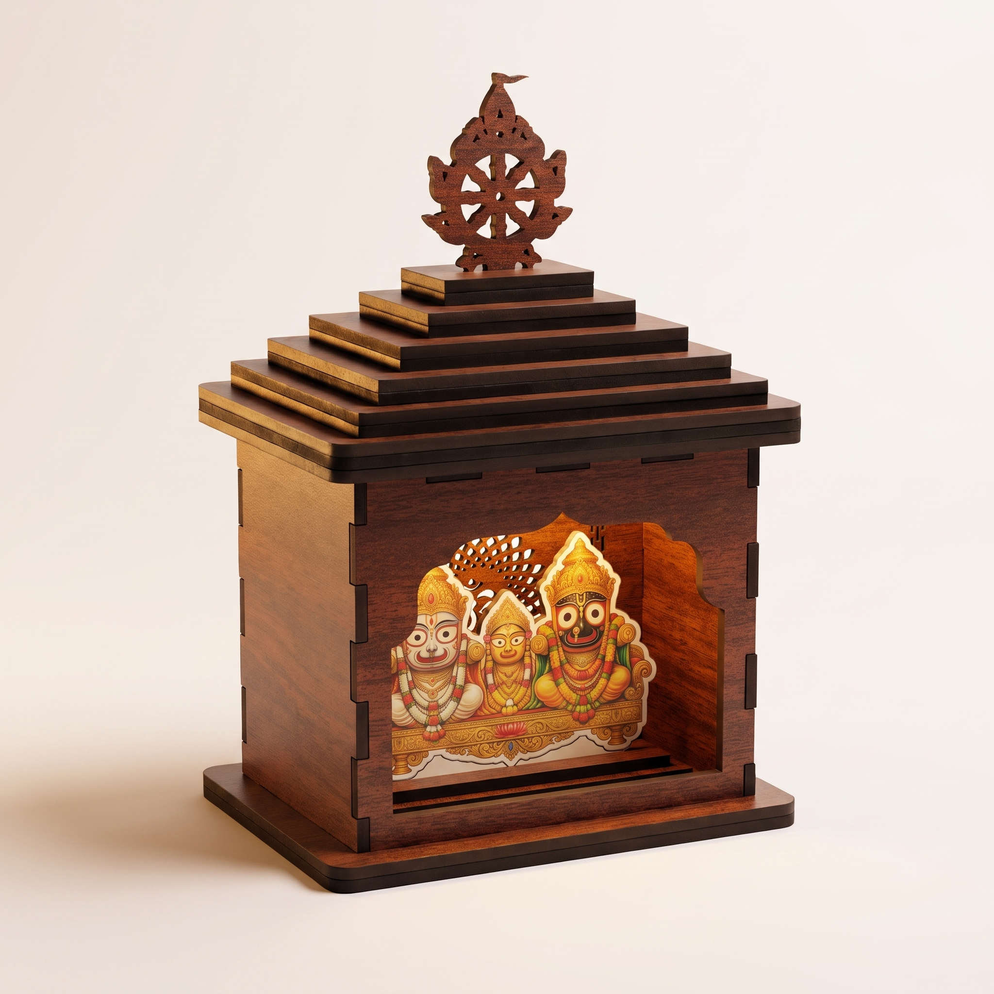 Shree Jagannath Mini Wooden Temple – Handcrafted Home Mandir