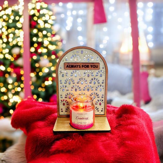 Cranberry Scented Candle with Decorative Stand