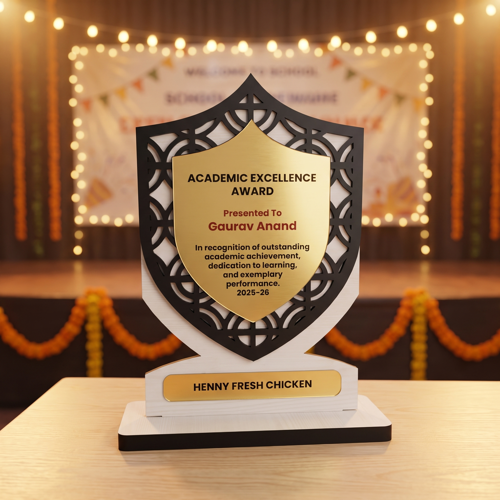 Custom Shield Trophy – Laser-Cut Academic Excellence Award