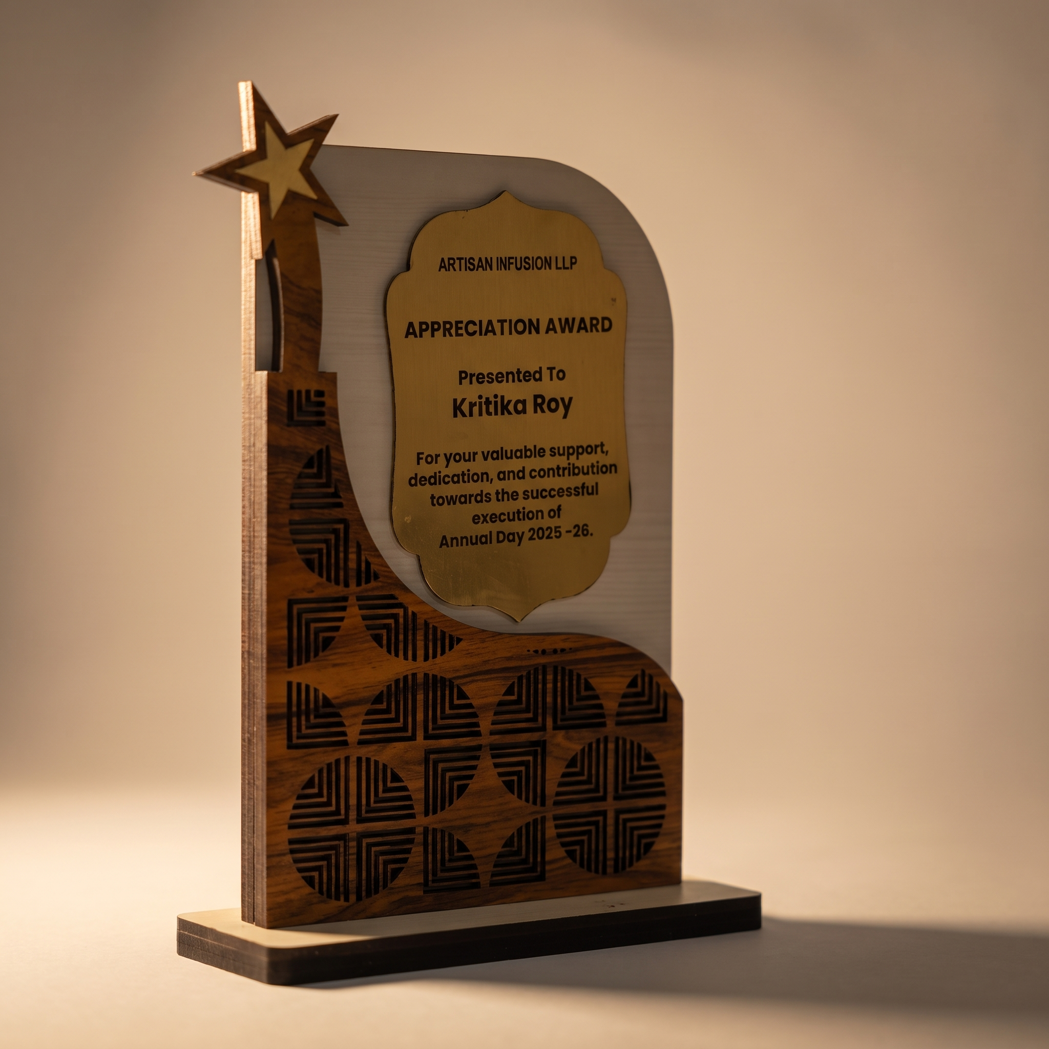 Personalized Eco-Friendly Wooden Appreciation Award