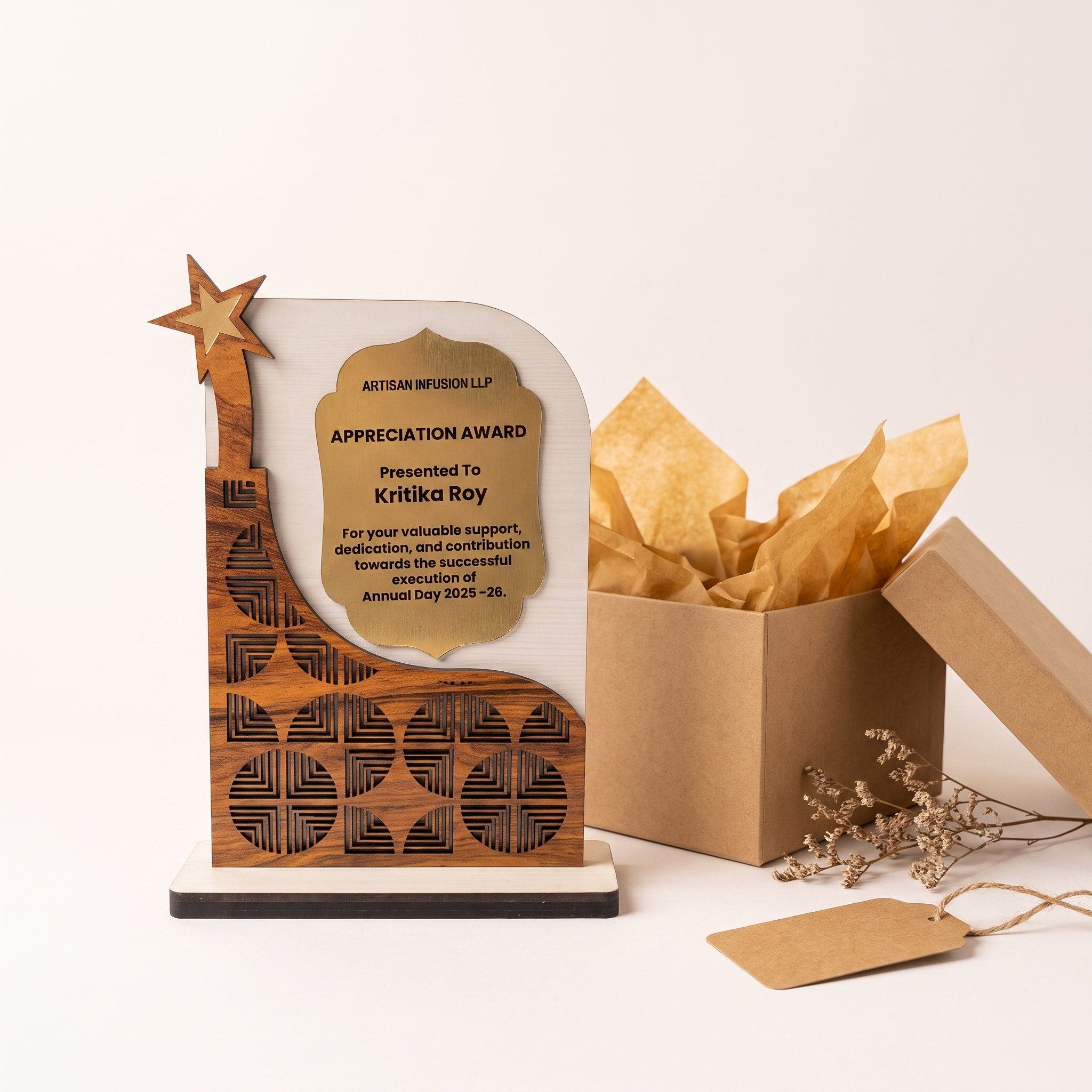 Personalized Eco-Friendly Wooden Appreciation Award