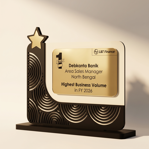 Custom Laser-Cut Ripple Trophy – Gold Plate Sales Award