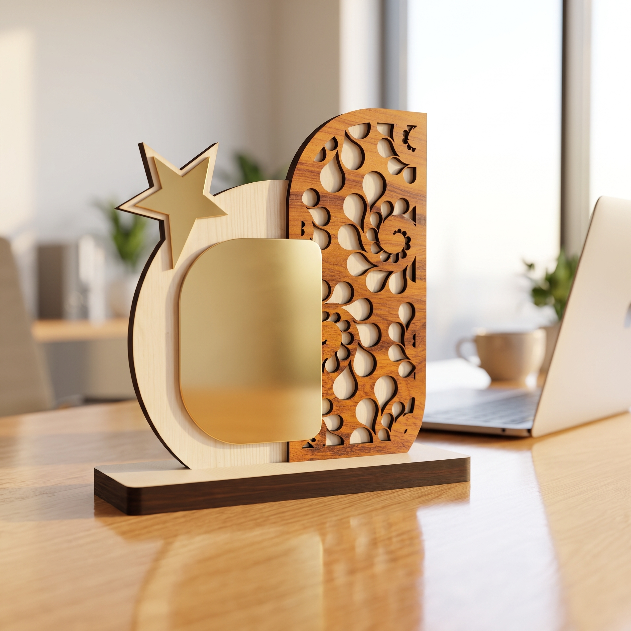 Personalized Paisley Wooden Excellence Award – Gold Plate