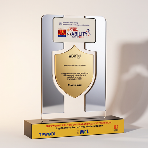 Custom Branded Acrylic Event Memento – Silver & Gold Shield