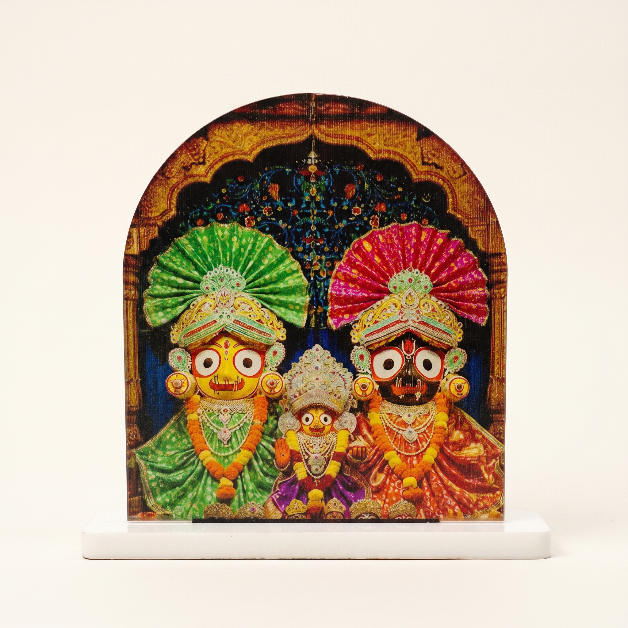 Jagannath Trinity Arch Standee – Devotional Table Frame